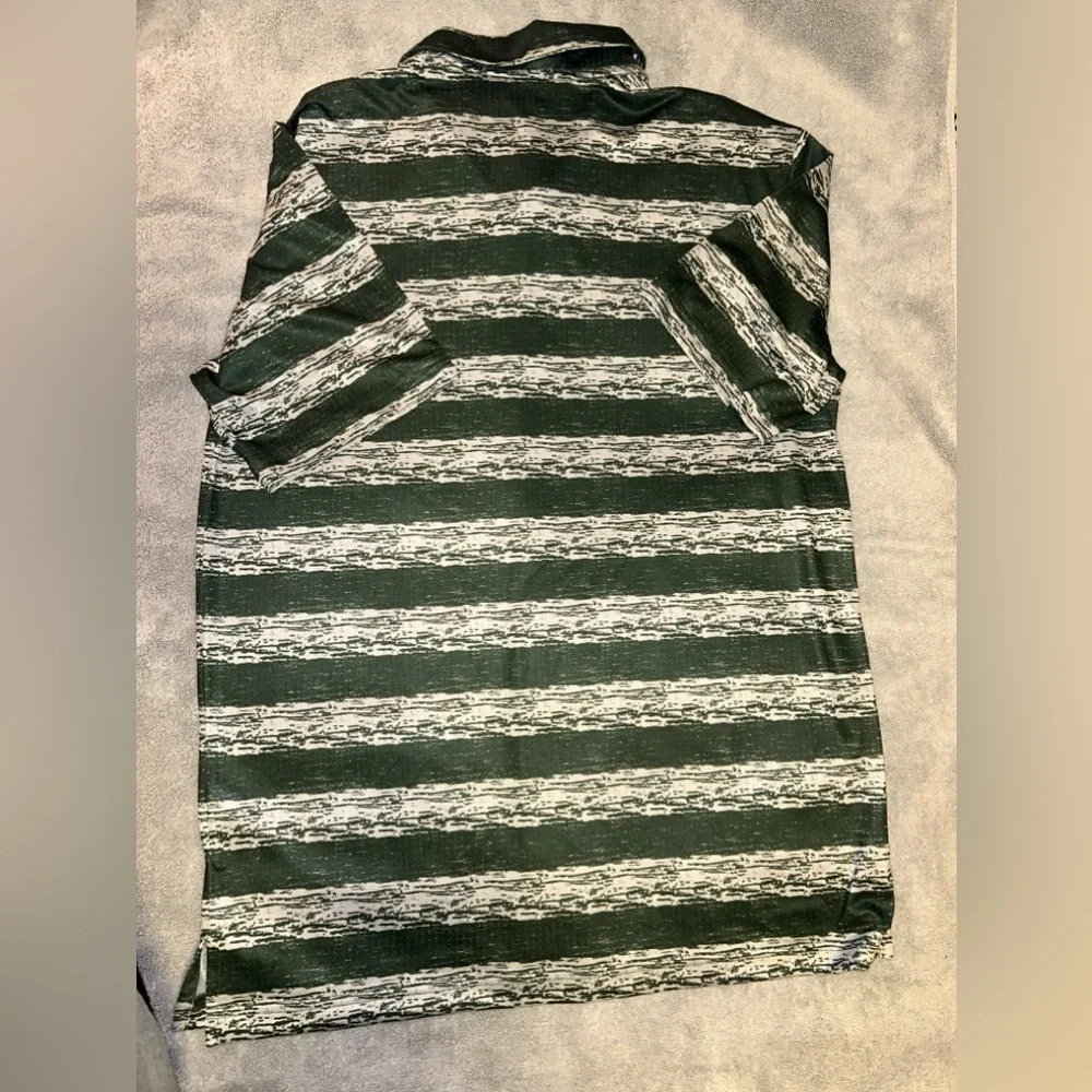Green Striped Adidas Golf Polo Shirt. Size medium